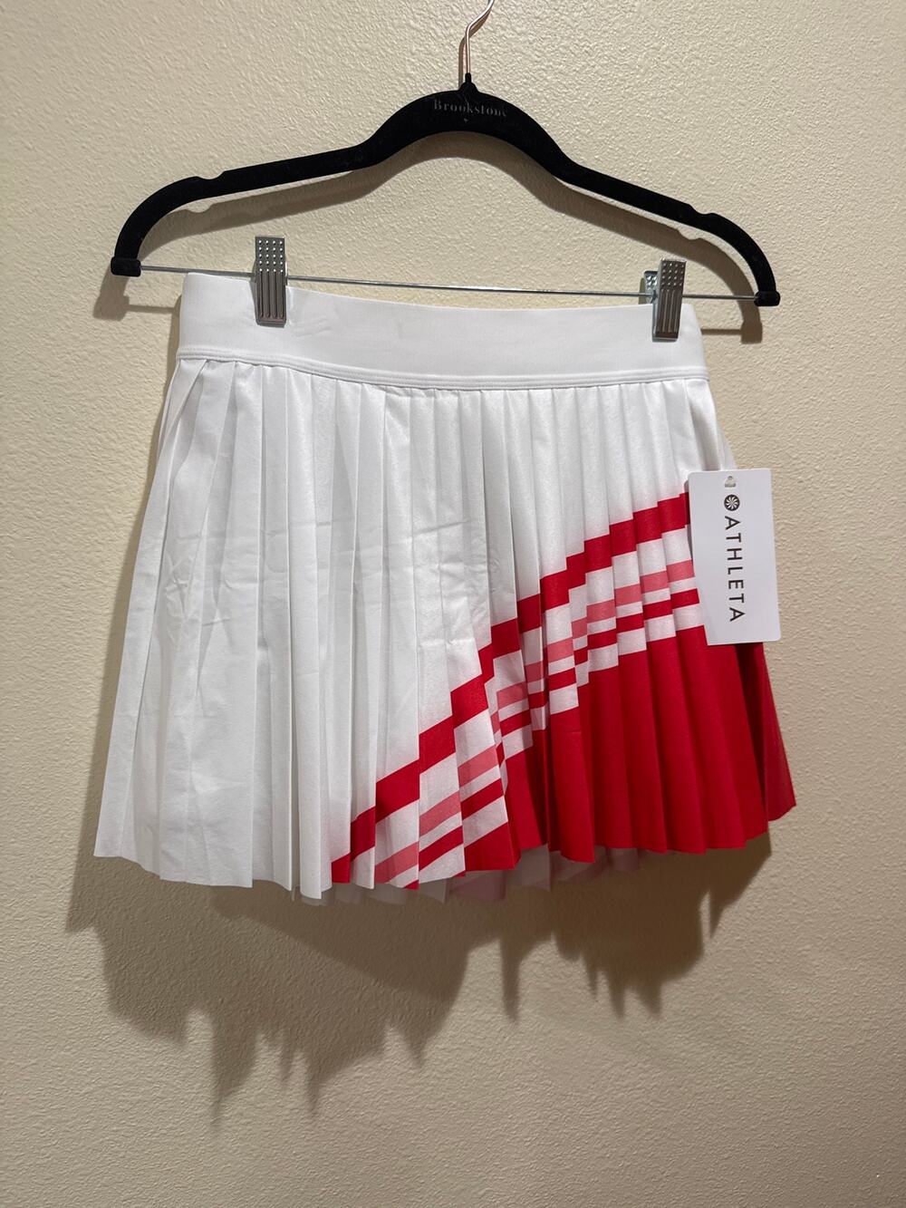 Womens Athleta Match Point Pleated Colorblock Skort red white size small